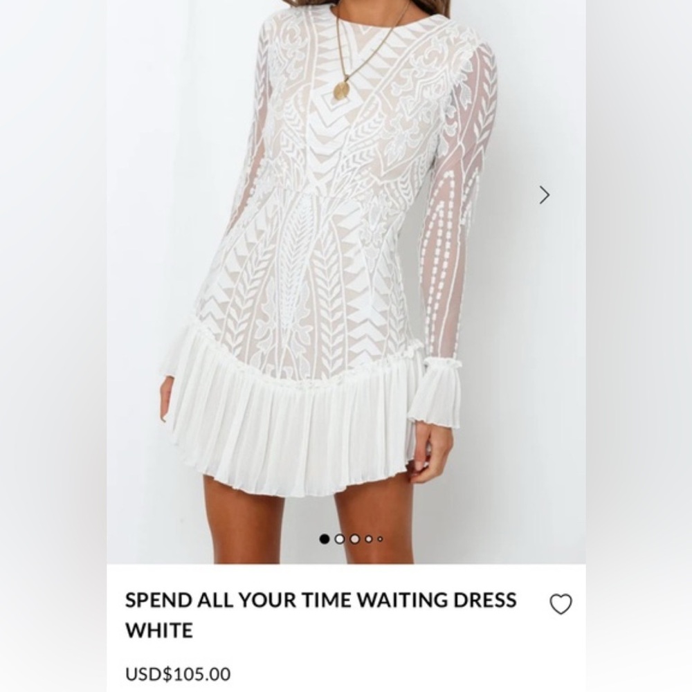 Hello Molly White Long Sleeve Dress